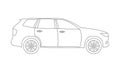 SUV car outline icon. Side view. Crossover utility vehicle silhouette. Vector illustration Royalty Free Stock Photo